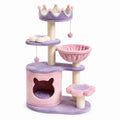 Katzenkratzbaum 60 x 50 x 120 cm Rosa/Lila/Creme mit Höhle, Hängemulde und Kronenliegefläche