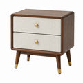 Nachttisch im Mid-Century-Stil mit 2 Schubladen, 50 × 40 × 60 cm, Braun/Beige/Gold