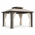 Stahlpavillon 300 × 300 × 290 cm Schwarz/Beige mit Seitenteilen
