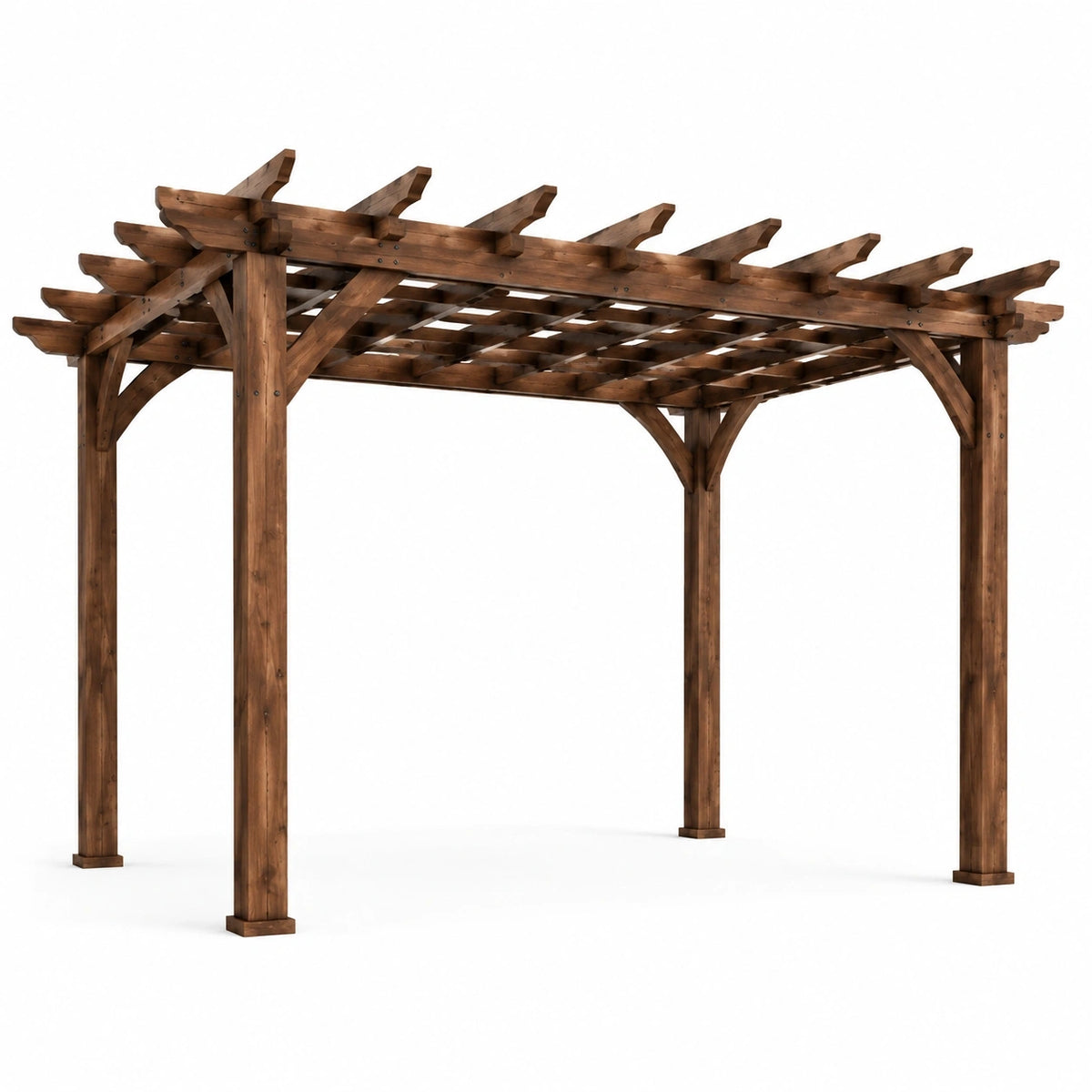 Holzpergola 300 × 300 × 240 cm mit offenem Lamellendach, Braun