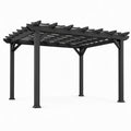 Stahlpergola Schwarz 400 × 300 × 240 cm mit offenem Streben­dach für Garten und Terrasse