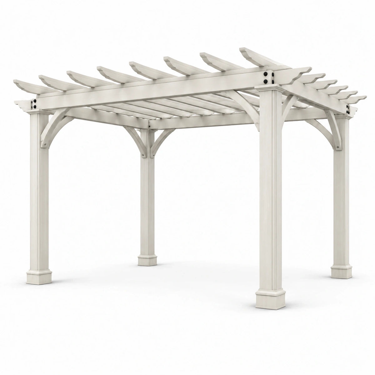 Weiße Holzpergola mit offener Dachkonstruktion, 300 × 300 × 240 cm