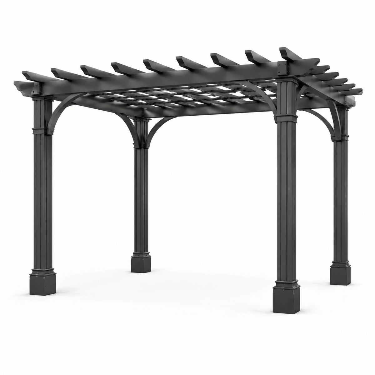 Freistehende Metall-Pergola 300 × 300 × 230 cm mit offenem Gitterdach, Anthrazit