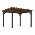 Freistehende Stahl-Holz-Pergola 300 x 300 x 230 cm, Schwarz/Braun
