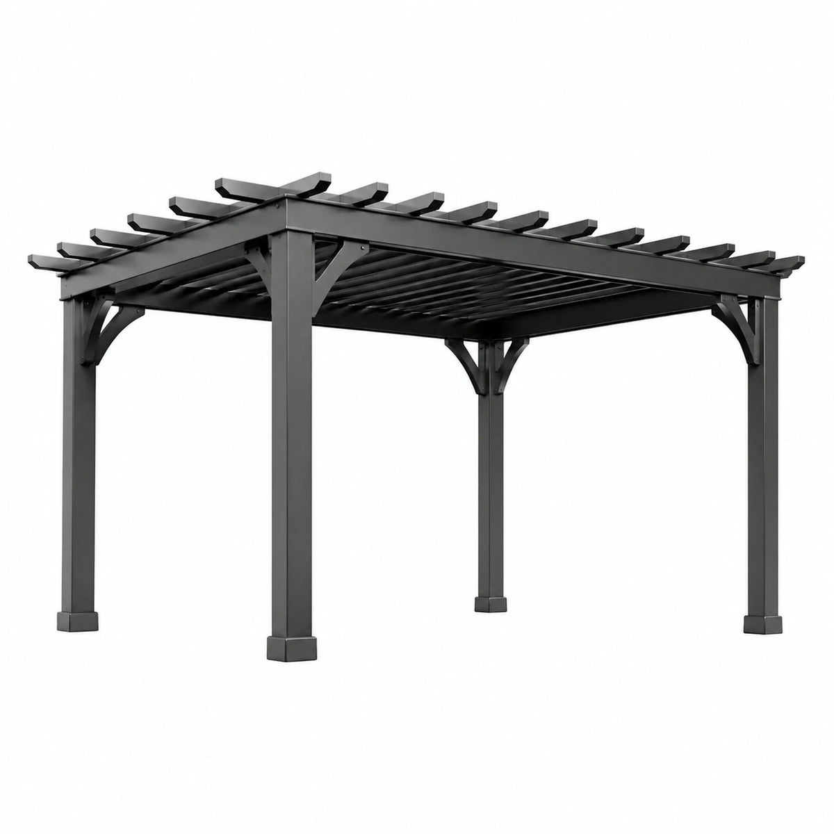 Freistehende Stahlkonstruktion 300 × 300 × 230 cm mit offenem Lamellendach, Schwarz