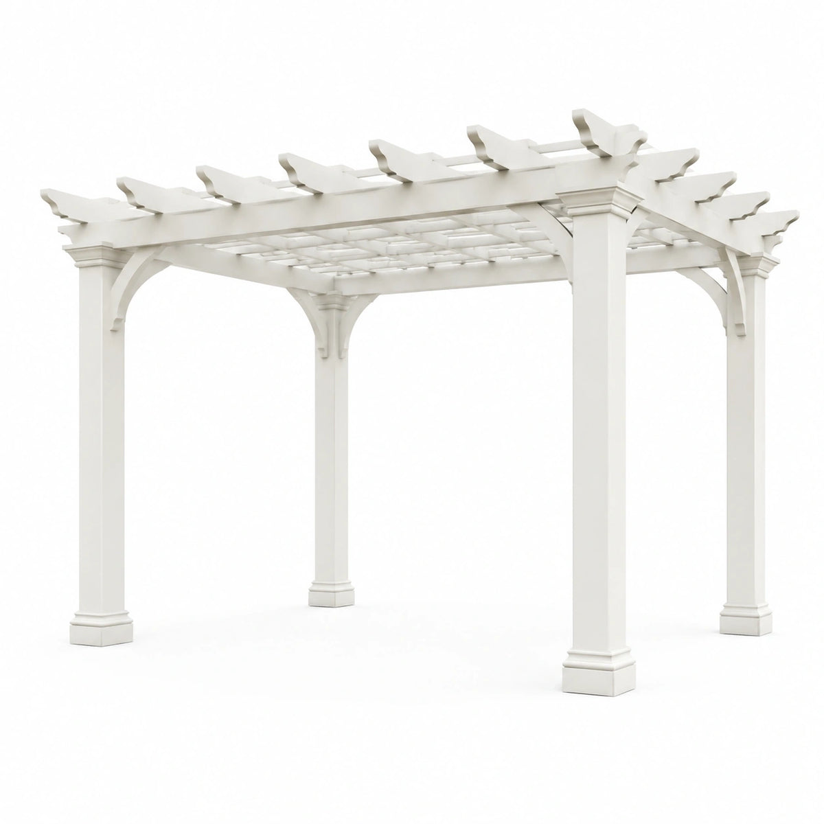 Weiße Holzpergola 300 × 300 × 230 cm mit offenem Lamellendach