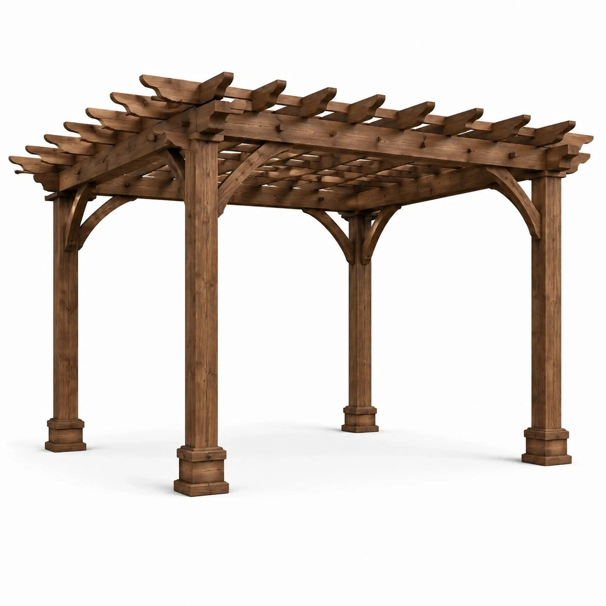 Freistehende Holzpergola 300 × 300 × 240 cm in Braun mit offenem Lamellendach