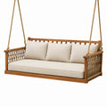 Hängesofa aus Holz mit Seilaufhängung, Beige/Braun, 180 × 75 × 65 cm, Boho-Stil