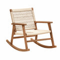 Retro-Schaukelstuhl aus Holz und Seilgeflecht, Braun/Creme, 98 × 65 × 85 cm